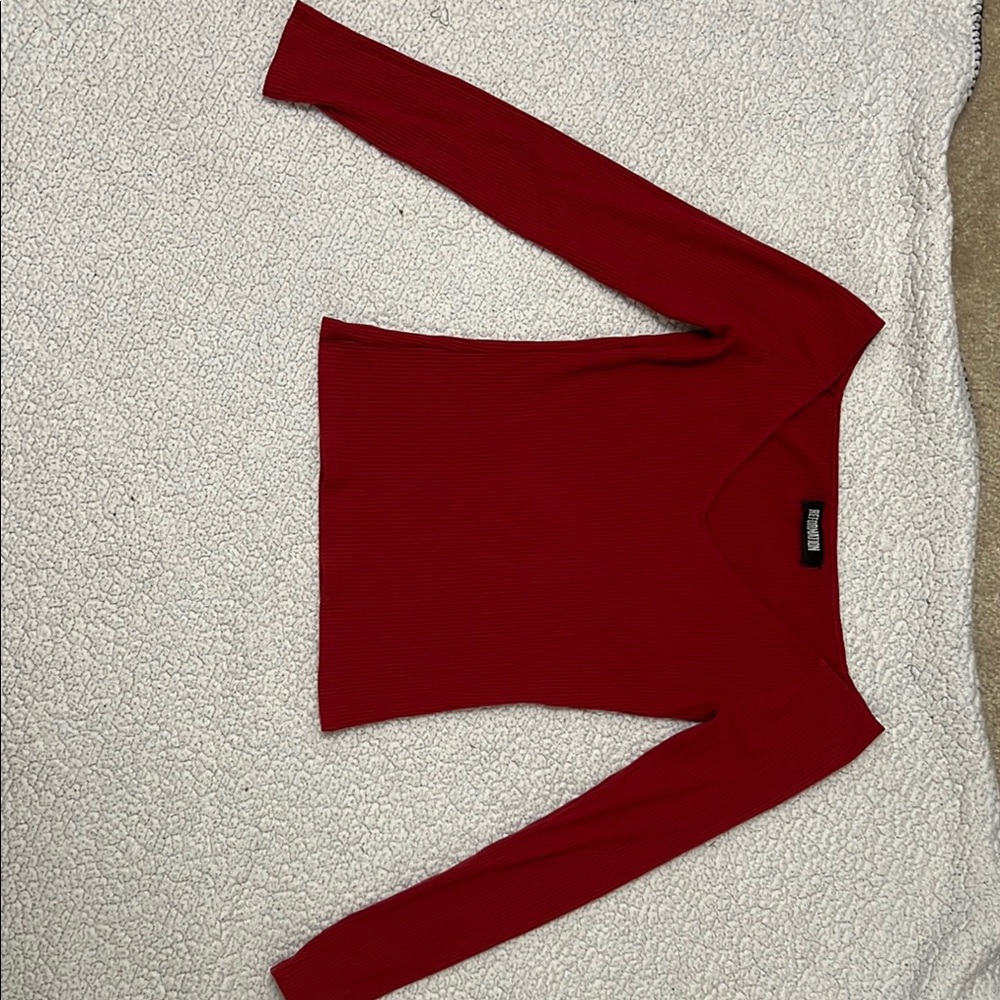Reformation Scarlet Ribbed Top